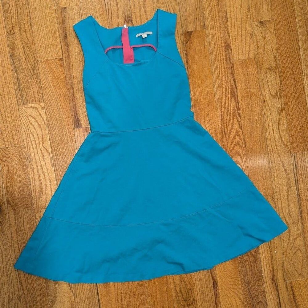 Minimalist Preppy Office Banana‎ Republic Size 10 Fit and Flare Blue Mini Dress